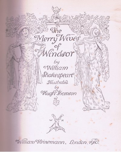 Titelsidesdesign, illustration från The Merry Wives of Windsor, 1910 av Hugh Thomson