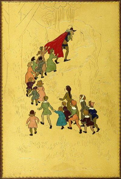 Övre omslag, med en illustration av Piper följt av barn, 1893 av Hugh Thomson