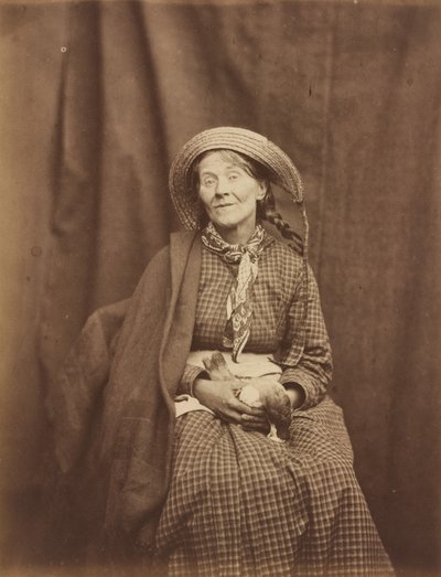 Kvinna håller i en död fågel, Surrey County Asylum,ca. 1855 (foto) av Hugh Welch Diamond