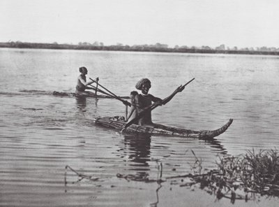 Afrika: Shilluk-flottar (svartvitt foto) av Hugo Adolf Bernatzik