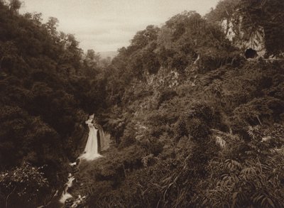 Mexiko: Atoyac, Salto de agua (svartvitt foto) av Hugo Brehme