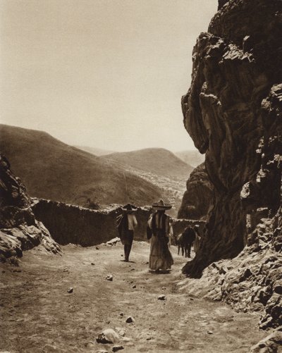 Mexiko: Gata i Pachuca (svartvitt foto) av Hugo Brehme