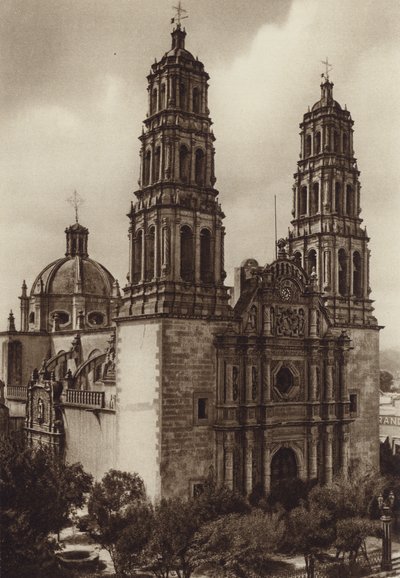 Mexiko: Katedralen i Chihuahua (svartvitt foto) av Hugo Brehme