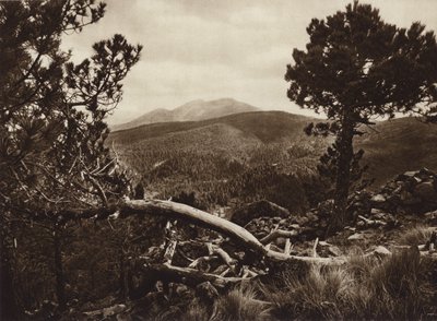 Mexiko: El Ajusco, sett från San Miguel (svartvitt foto) av Hugo Brehme