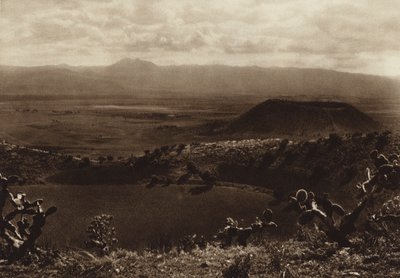 Mexiko: La Caldera, utdöda vulkaner i närheten av huvudstaden Mexiko (svartvitt foto) av Hugo Brehme
