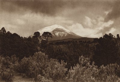 Mexiko: Popocatepetl (svartvitt foto) av Hugo Brehme