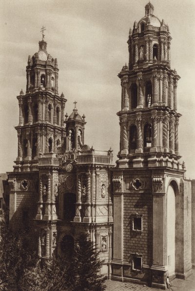 Mexiko: San Luis de Potosi, La Catedral (svartvitt foto) av Hugo Brehme
