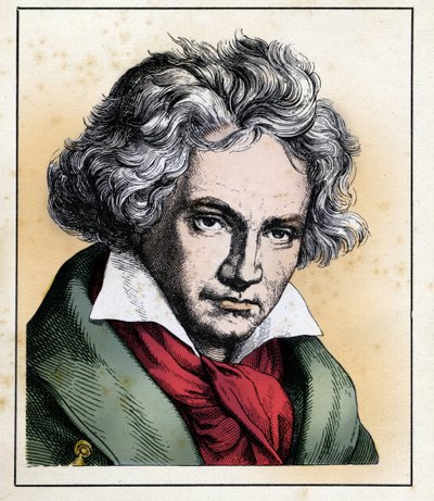 Porträtt av den tyske kompositören och pianisten Ludwig Van BEETHOVEN (1770-1827) av Hugo Bürkner
