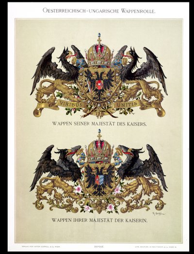 Tallrik med vapensköldar av kejsar Franz Joseph I (1830-1916) och kejsarinna Elizabeth av Bayern (1837-98) från 