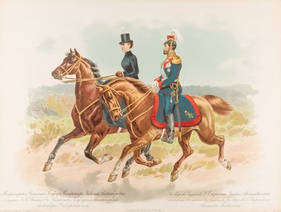 Ryttarporträtt av Nikolaj II av Ryssland av Hugo Karlovich Bakmanson