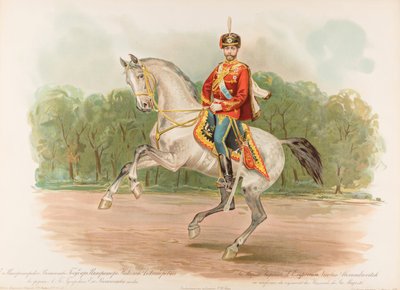 Ryttarporträtt av Nikolaj II av Ryssland av Hugo Karlovich Bakmanson