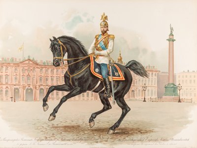 Ryttarporträtt av Nikolaj II av Ryssland av Hugo Karlovich Bakmanson