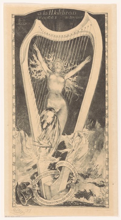 Maria Malibran för harpa la Malibran (titel på objekt) av Huib Luns (signed by artist)
