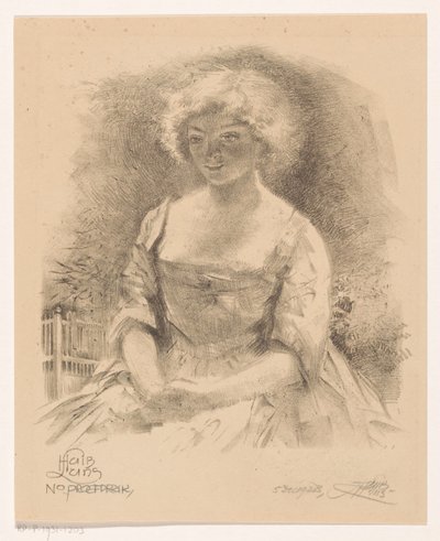 Sittande tjej av Huib Luns (signed by artist)