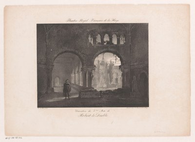 Scenografi för operan Robert le diable Theatre Royal Francais de la Haye (titel på objekt) av Huib van Hove Bz