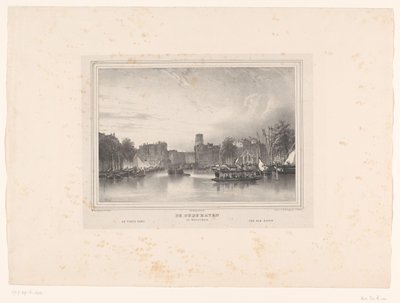 Utsikt över den gamla hamnen i Rotterdam Den gamla hamnen i Rotterdam / Le vieux port / Den gamla hamnen (titel på objektet) Utsikt över staden Rotterdam (serietitel) av Huib van Hove Bz