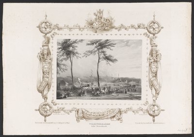 Nöjesfält och annat nöjen, 1836 Populär underhållning i Sterrenbosch / 17 juni 1836 (titel på objekt) Plattor för firandet av det andra hundraårsjubileet av Utrechtsche Hogeschool, 1836 (serietitel) av Huib van Hove Bz