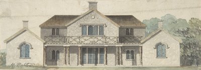 Design för en stuga Ornée i tudoresk stil, sent 1700-tidigt 1800-tal. av Humphry Repton