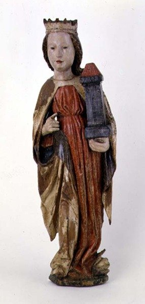 St. Barbara, från Kassa, 1450-60 (målat trä) av Hungarian School