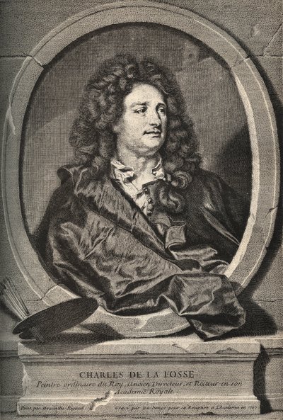 Porträtt av Charles de La Fosse (1636-1716) Fransk målare - gravyr av Dumchange av H. Rigaud av Hyacinthe (after) Rigaud