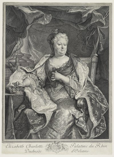 Elizabeth Charlotte Palatine du Rhin, hertiginna av Orleans, eng. Charles Louis Simmoneau (1645-1728) av Hyacinthe Francois Rigaud