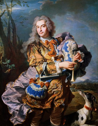 Gaspard de Gueidan spelar säckpipa, ca 1735, av Hyacinthe Rigaud (1659-1743), olja på duk. Detalj. Frankrike av Hyacinthe Francois Rigaud