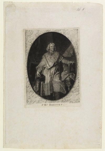 J.B. Bossuet (till fots), graverad av Jean-Baptiste de Grateloup, 1771 (mezzotint, akvatint & torrnål på chine collé) av Hyacinthe Francois Rigaud