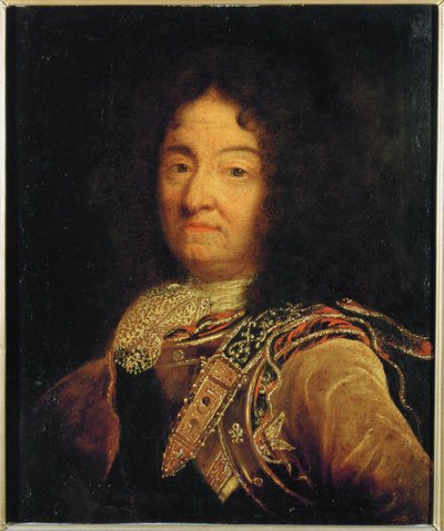 Ludvig XIV på ålderns höst (målning på duk) av Hyacinthe Francois Rigaud