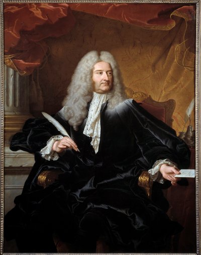 Porträtt av Louis Germain de Chauvelin (1685-1762), markis de Grosbois, utrikesminister och sälvaktsmålning av Hyacinthe Rigaud (1659-1743) 1727 sön. 1,11x1,46 m Toulouse Augustins Museum - Porträtt av Louis Germain de Ch av Hyacinthe Francois Rigaud