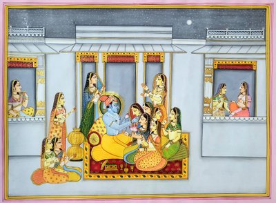 Krishna och gopis på natten av IMAGINEERS STUDIO