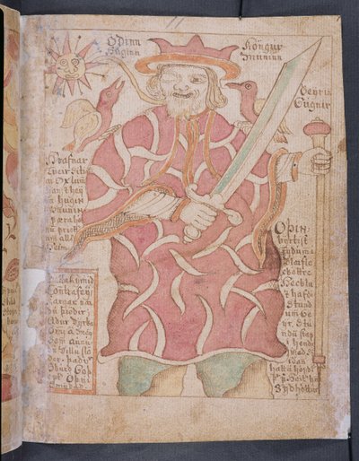 Odin, från Melsteds Edda (penna & bläck och wc på papper) av Icelandic School