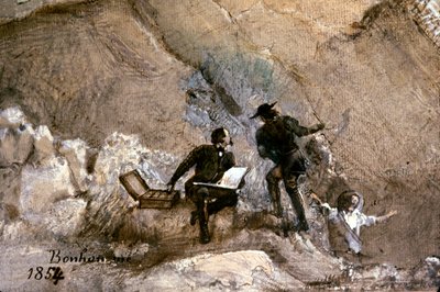 Ignace Francois Bonhomme målar utomhus av Ignace Francois Bonhomme