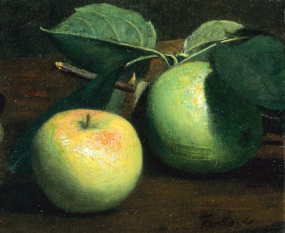 Två äpplen (olja på duk) av Ignace Henri Jean Fantin Latour