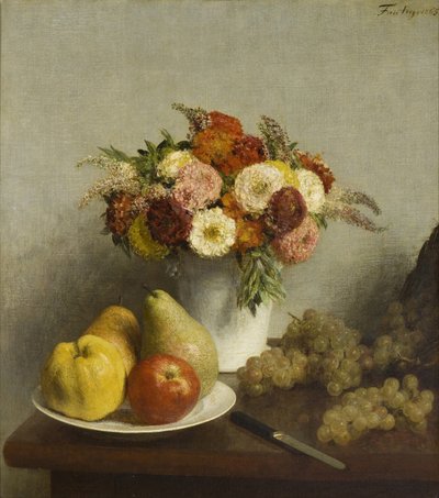 Blommor och frukt, 1865 av Ignace Henri Jean Fantin Latour