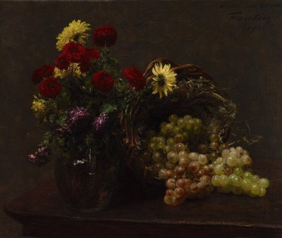 Blommor och vindruvor av Ignace Henri Jean Fantin Latour