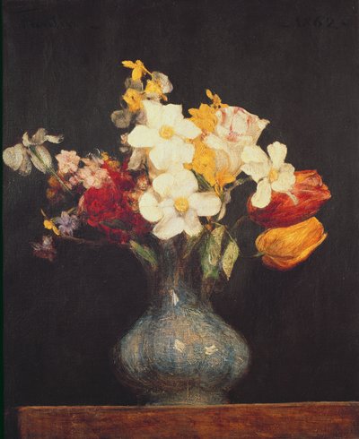 Narcisser och tulpaner, 1862 av Ignace Henri Jean Fantin Latour