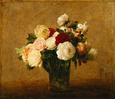 Rosor i en glasvas; Rosor i en glasvas, av Ignace Henri Jean Fantin Latour