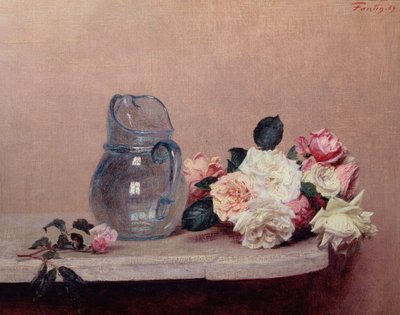 Stilleben med rosor, 1889 av Ignace Henri Jean Fantin Latour