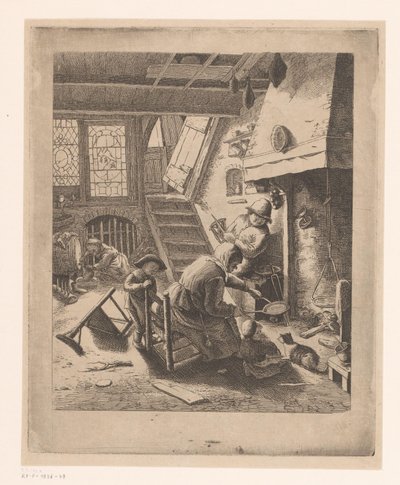 Pannkaksbagare med man och barn av Ignace Joseph de Claussin (attributed to)