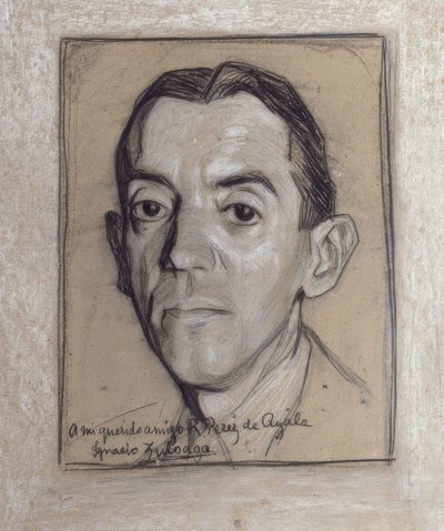 PORTRÄTT AV RAMON PEREZ DE AYALA (1888–1962) SPANSK FÖRFATTARE OCH JOURNALIST - teckning - GENERATION AV 1914 av Ignacio Zuloaga