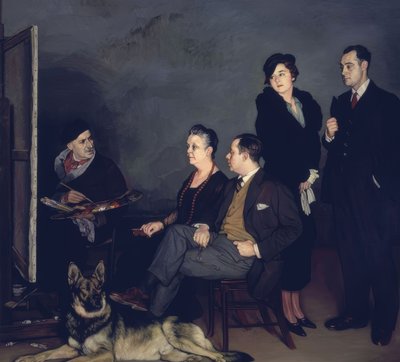 MÅLAREN OCH HANS FAMILJ - 1937 - OLEO / KANVAS av Ignacio Zuloaga y Zabaleta