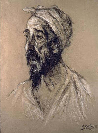 DEN SÅDADE QUIXOTEN - MÅLNING OCH KOL 1906 - SPANSK EXPRESSIONISM av Ignacio Zuloaga y Zabaleta