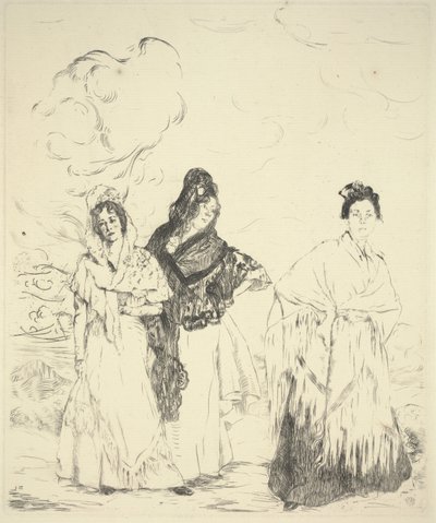 Las Manolas, ca 1899 (torrnål) av Ignacio Zuloaga y Zabaleta