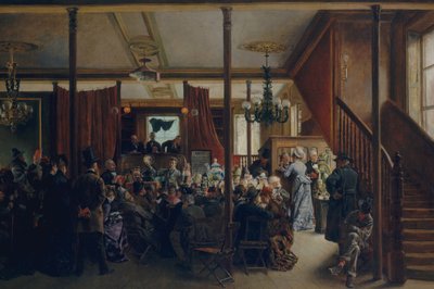 Auktionsförsäljning i Clinton Hall, New York, 1876, 1876. av Ignacio de León Escosura