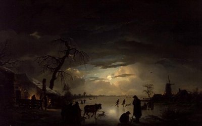 Ett vinterlandskap i månsken av Ignatius Josephus van Regemorter