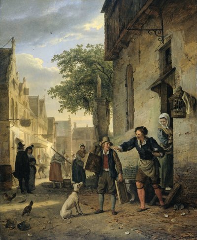 Jan Steen skickar sin son till gatorna för att byta ut tavlor mot öl och vin av Ignatius Josephus van Regemorter