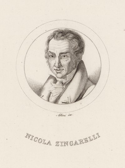 Porträtt av kompositören Nicola Antonio Zingarelli 1752-1837. av Ignazio Altini