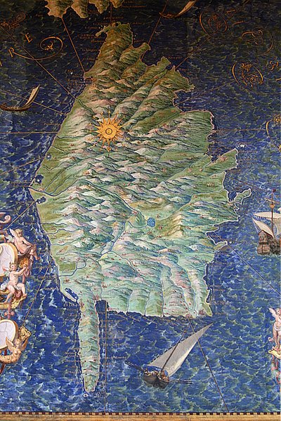 Karta över Korsika - Kartgalleriet - Vatikanmuseerna. av Ignazio Danti