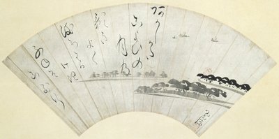 Akashi Bay, sent 1700-tal (bläck på papper med glimmer) av Ike Gyokuran