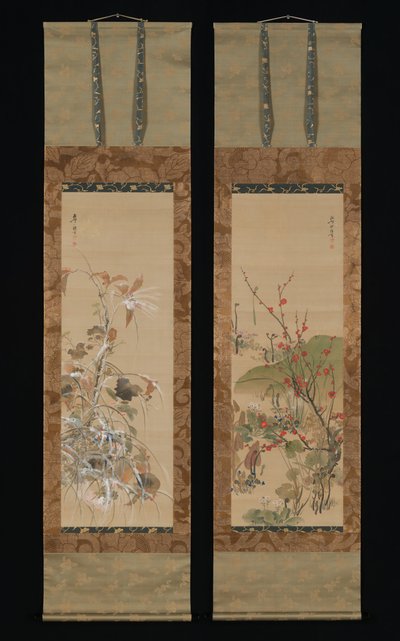 Blommor och fåglar av de fyra årstiderna, mitten av 1800-talet. av Ikeda Koson